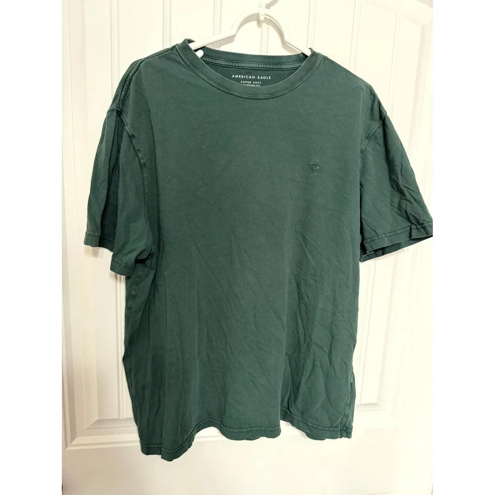 American Eagle T-Shirt Mens XL Green Super Soft Standard Fit Short Sleeve Tee